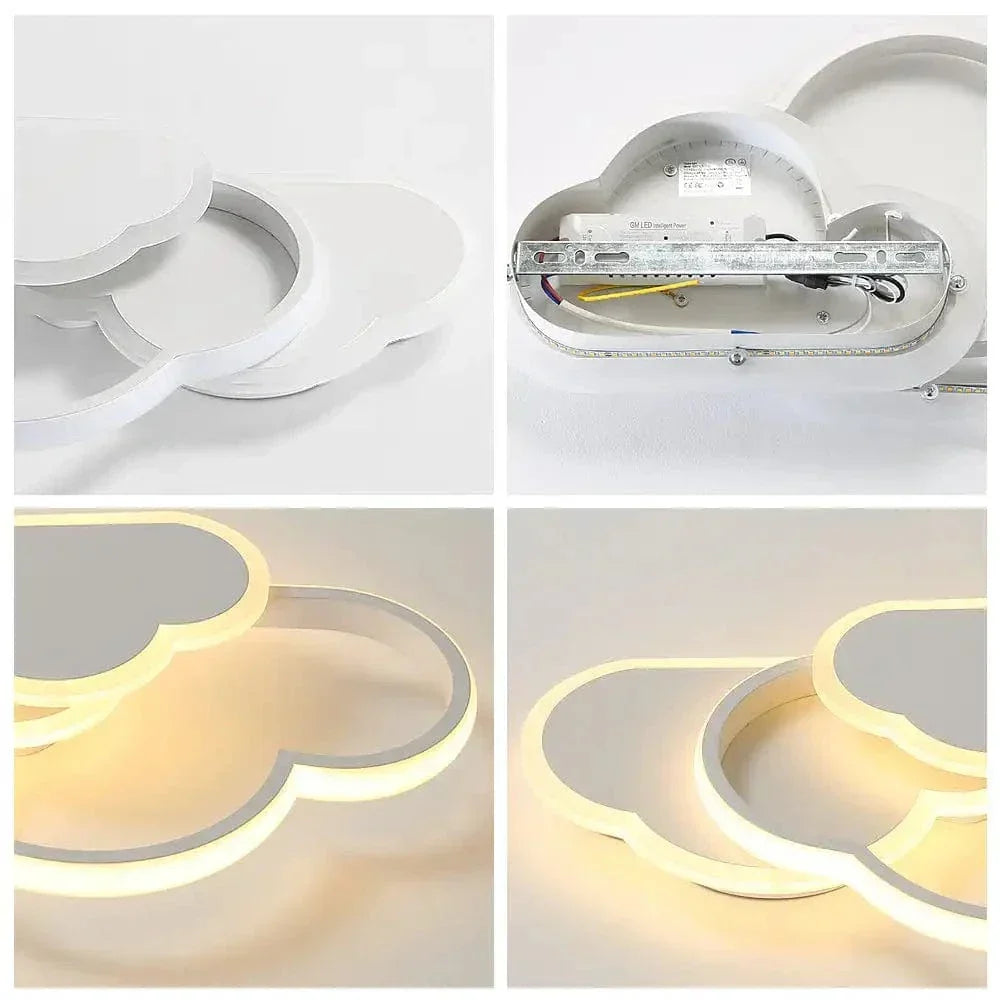 Dimmbar LED Taklampa – Moln Design – Justerbar Färgtemperatur - 32W - Fjärrkontroll - Ideal för Barnrum