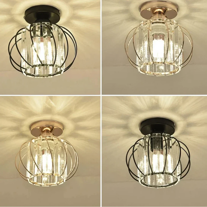 Modern Flush Mount Ceiling Light Fixture – K9 Crystal - LED Kompatibel - Elegant Design - Inomhusbruk - Polerad Krom Finish