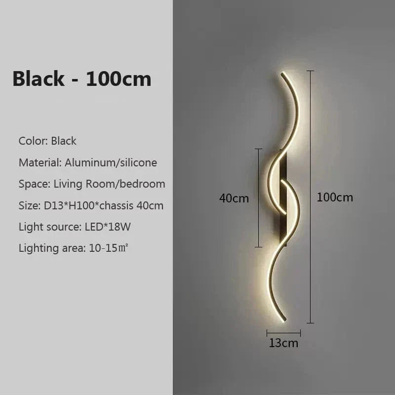 Modern minimalist LED vägglampa – 24 tum lång remdesign för inomhus sovrum och vardagsrum vägglampor