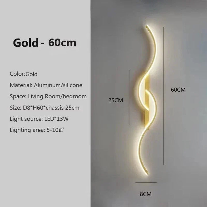 Modern minimalist LED vägglampa – 24 tum lång remdesign för inomhus sovrum och vardagsrum vägglampor