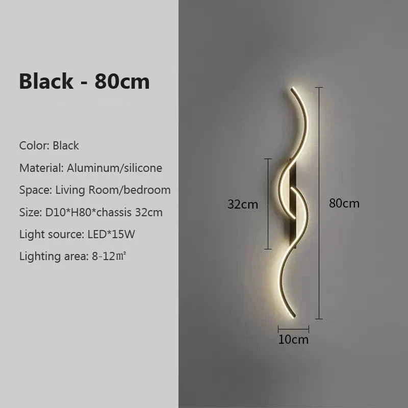 Modern minimalist LED vägglampa – 24 tum lång remdesign för inomhus sovrum och vardagsrum vägglampor