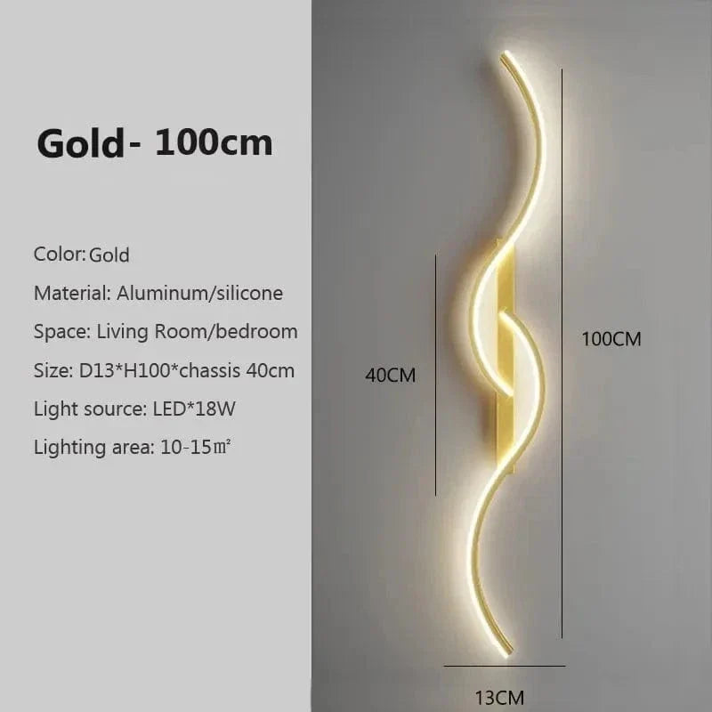 Modern minimalist LED vägglampa – 24 tum lång remdesign för inomhus sovrum och vardagsrum vägglampor