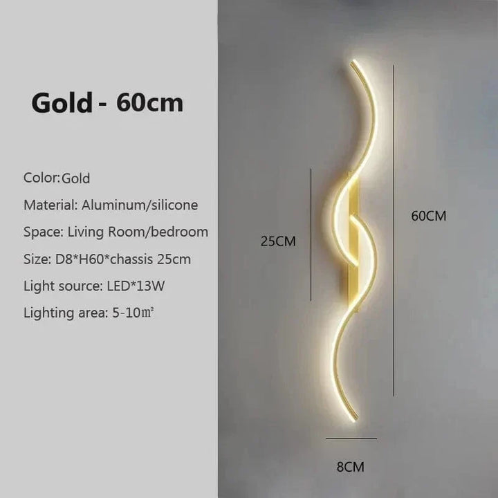 Modern minimalist LED vägglampa – 24 tum lång remdesign för inomhus sovrum och vardagsrum vägglampor