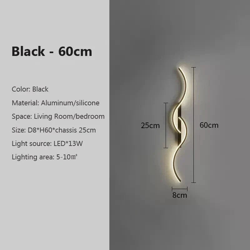 Modern minimalist LED vägglampa – 24 tum lång remdesign för inomhus sovrum och vardagsrum vägglampor