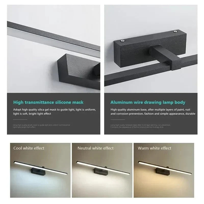 Modern Vattentät LED Badrums Vägglampa - Platt Design Vägglampa Belysning i Vit och Svart