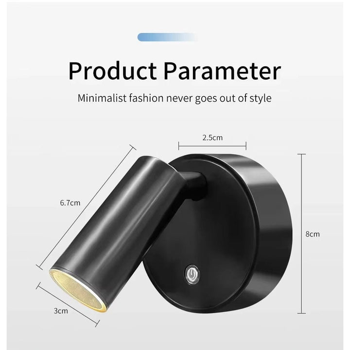 Uppladdningsbar LED-vägglampa med magnetfäste – Beröringskontroll – 360° rotation – Tre-färgjustering – Kompakt design