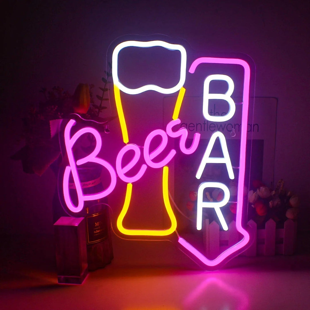 Cocktails &amp; Beer LED Neon Skylt – Livlig USB-drivet Bar &amp; Fest Dekoration
