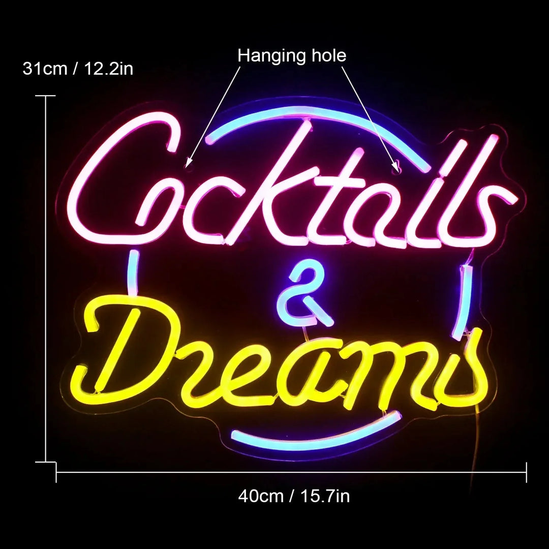 Cocktails &amp; Beer LED Neon Skylt – Livlig USB-drivet Bar &amp; Fest Dekoration