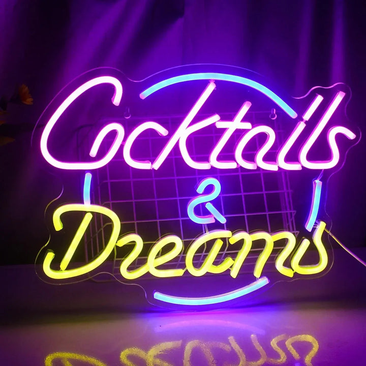 Cocktails &amp; Beer LED Neon Skylt – Livlig USB-drivet Bar &amp; Fest Dekoration
