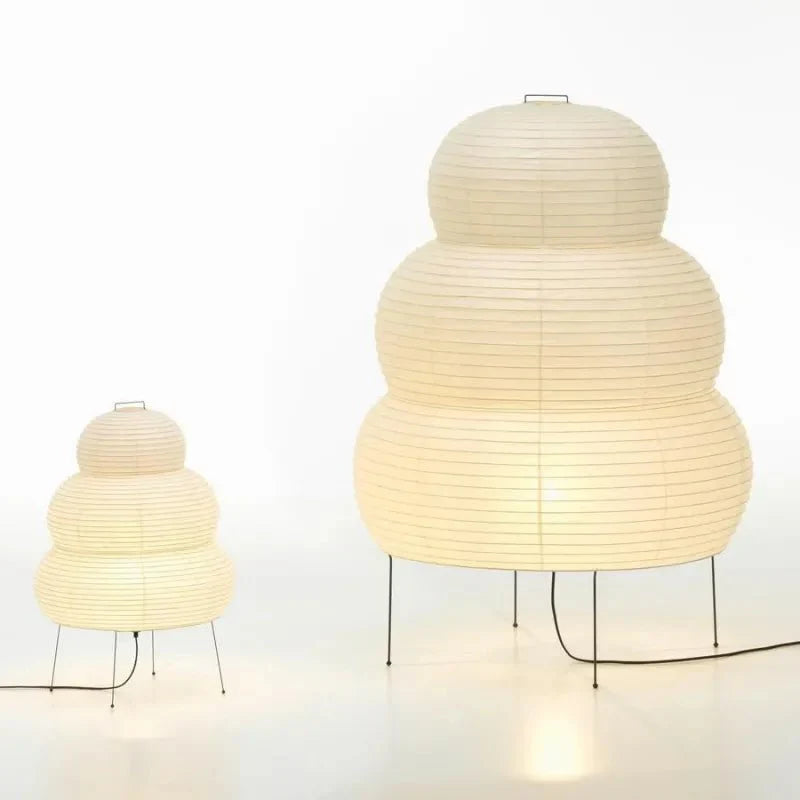 SabiGlow - Lånbar Wabi Sabi Rispapper Golvlampa med justerbart stativ