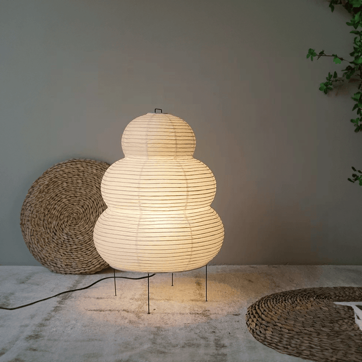 SabiGlow - Lånbar Wabi Sabi Rispapper Golvlampa med justerbart stativ