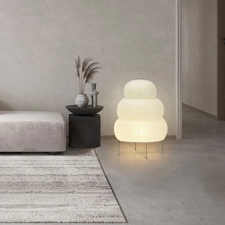 SabiGlow - Lånbar Wabi Sabi Rispapper Golvlampa med justerbart stativ